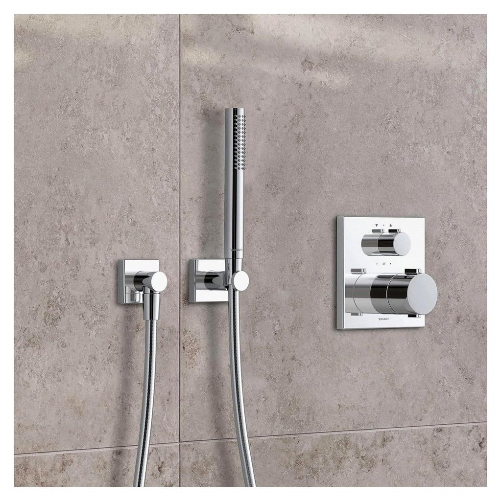 Universal Brausehalterung für Handbrausen, eckige Duschkopfhalterung, Chrom