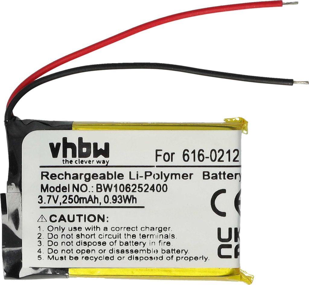 vhbw Akku kompatibel mit Apple IPod Shuffle MB686LL/AiPOD, MB812LL/AiPOD, MB684LL/AiPOD MP3-Player Musik Player (250 mAh, 3,7 V, Li-Polymer)