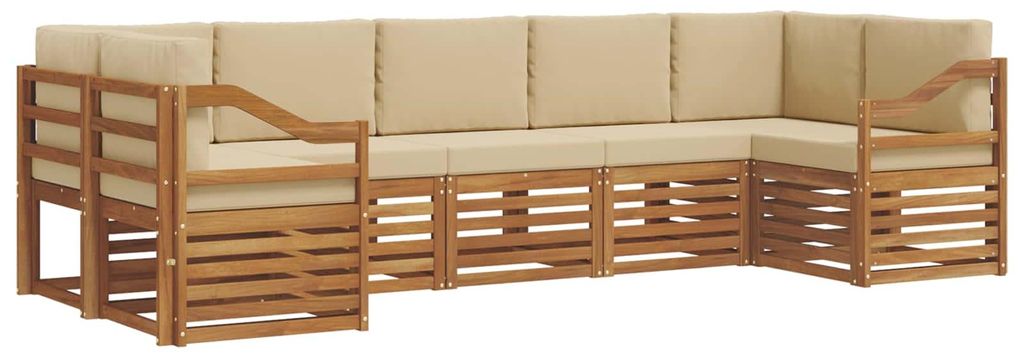 vidaXL Ecksofa Set mit Kissen 7 pcs Natur und Beige