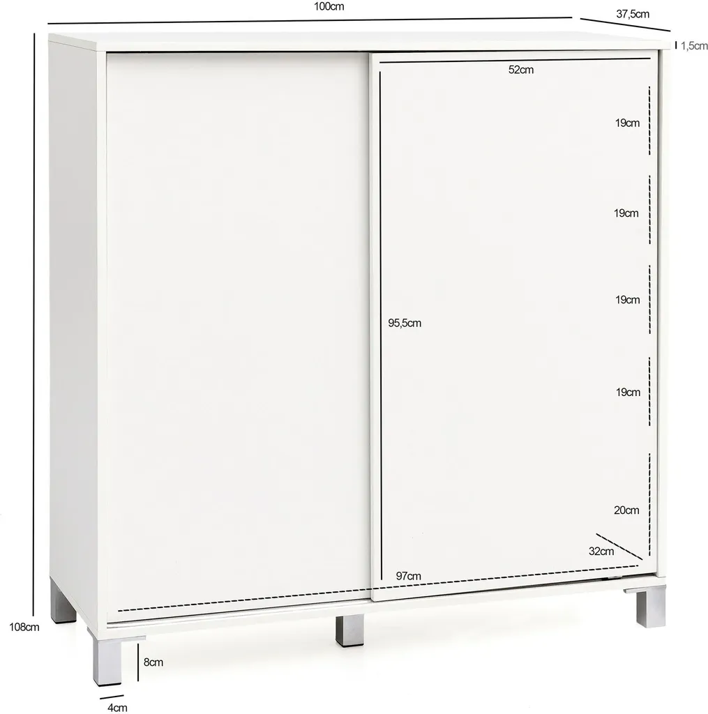 Étagère à chaussures blanche 20 paires FineBuy 100 cm peu encombrante