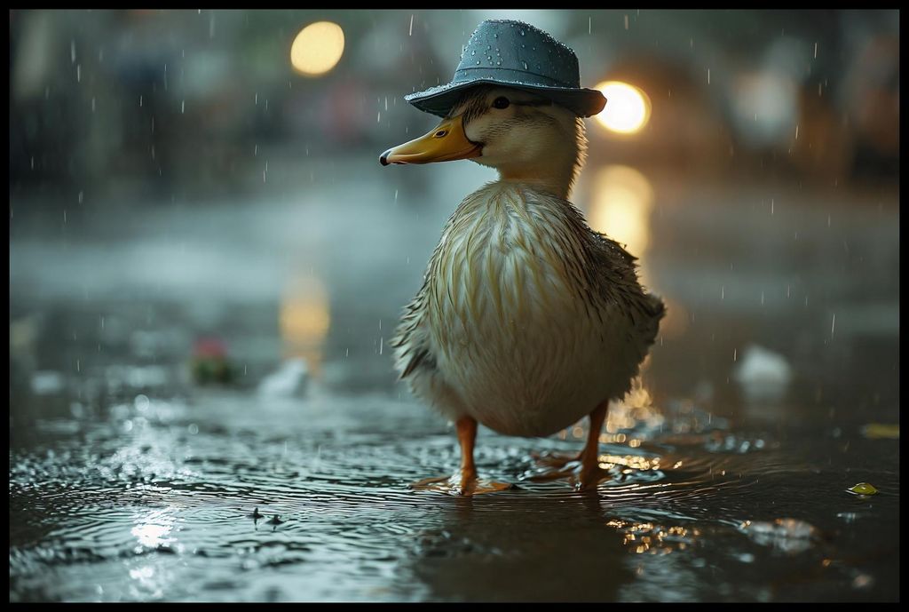 Plakat 91,5x61cm Ente mit Hut
