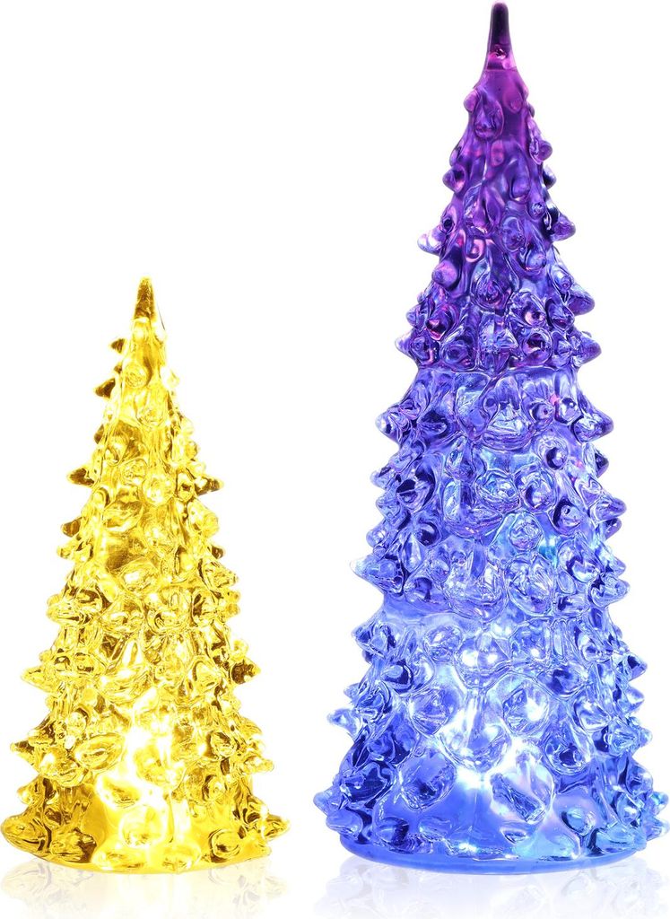 com-four® 2-teiliges Deko-Tannenbaum-Set aus Acryl mit Produktbild 