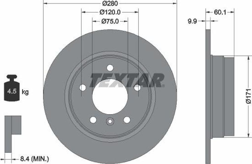 TEXTAR 92055703 Bremsscheibe OE 1158936 kompatibel mit 3er E36, 3er E46