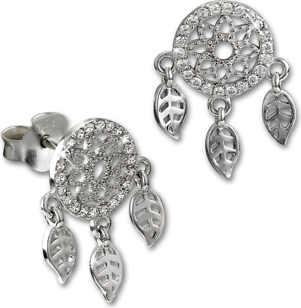 SilberDream Ohrringe Traumfänger Zirkonia Damen 925 Silber Ohrstecker GSO503W