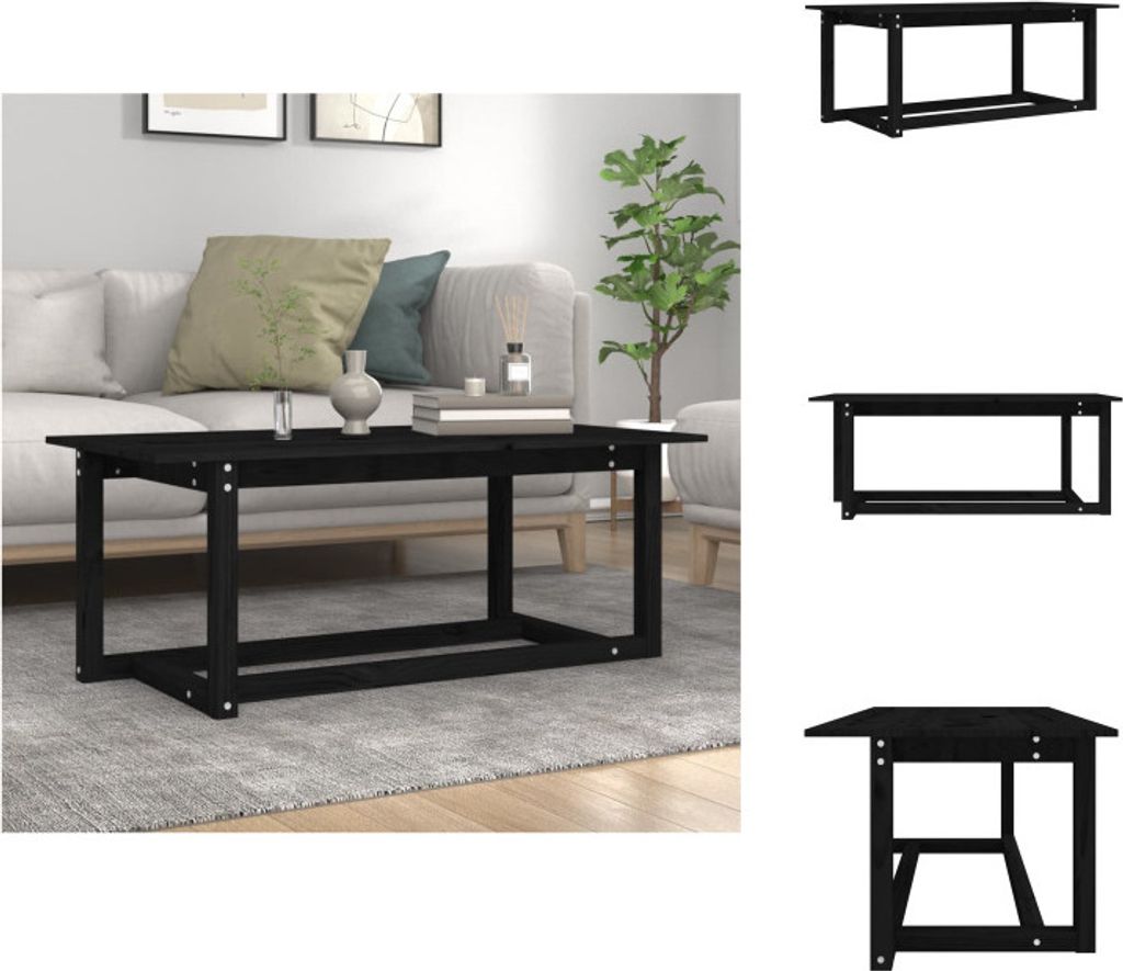 vidaXL Couchtisch Schwarz 110x55x45 cm Massivholz Kiefer -  Produktbild 