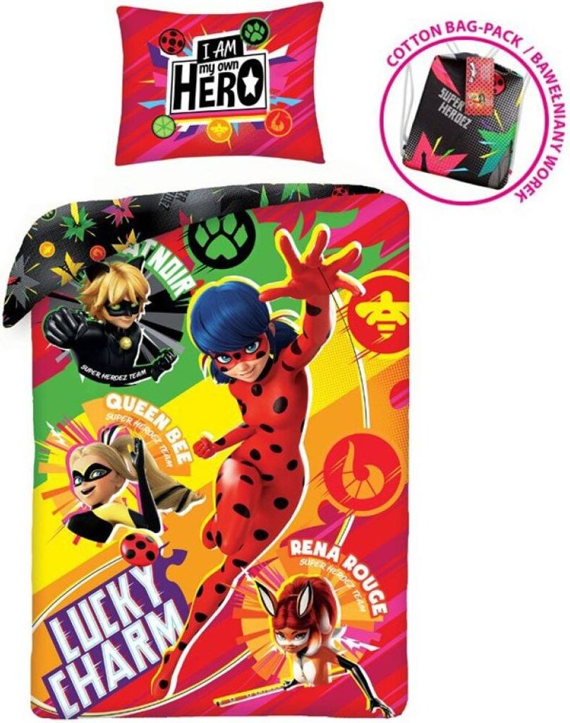 Miraculous Geschichten von Ladybug und Cat Noir Hero Bettwäschebezug 140×200cm, 70×90 cm