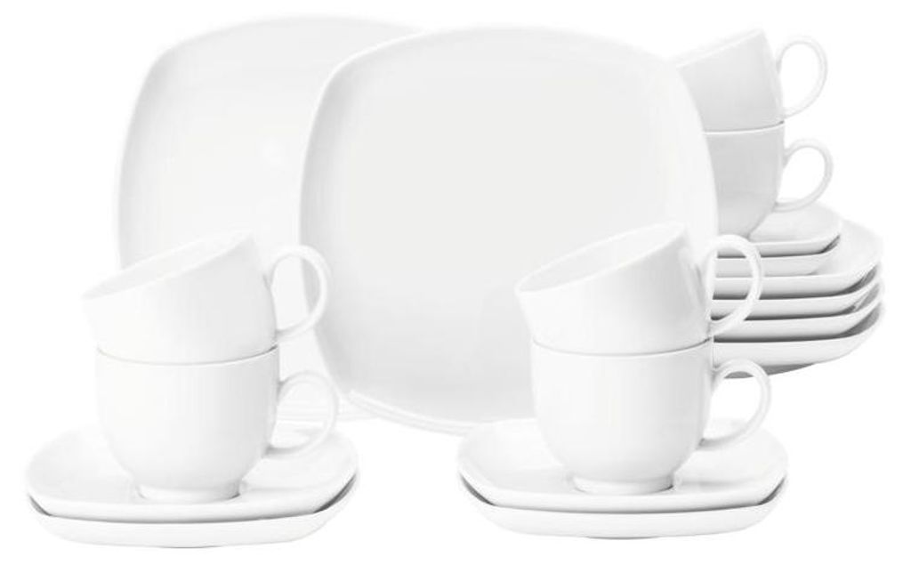 Seltmann Kaffeeservice 18-teilig uni weiß Lido eckig Produktbild 