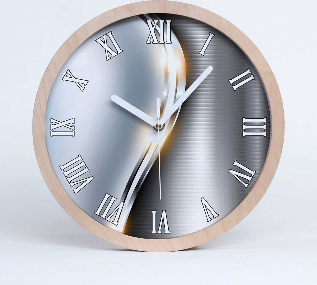Holzuhr 20fi cm wanduhr - weiße Spitzen - Metall Abstraktion