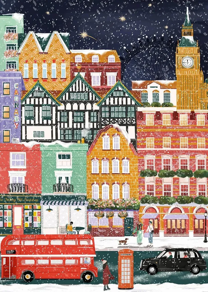 Grand Puzzle de Noël Londres 1000 pièces - Jeu de détente hivernal