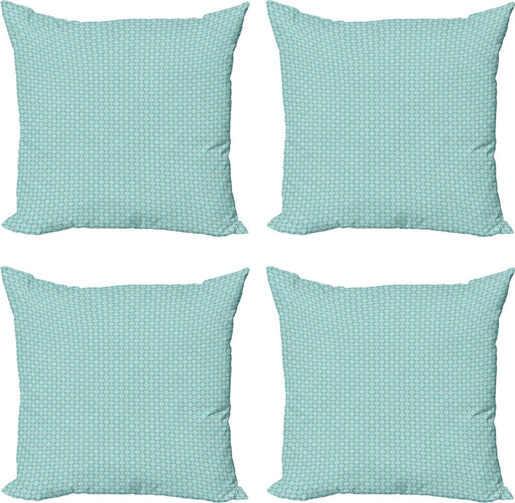 ABAKUHAUS Art Deco Kissenbezug Set (4 Stück), Oriental Curlicue Circular, Moderner Doppelseitiger Digitaldruck, 40 cm x 40 cm, Seafoam Weiß