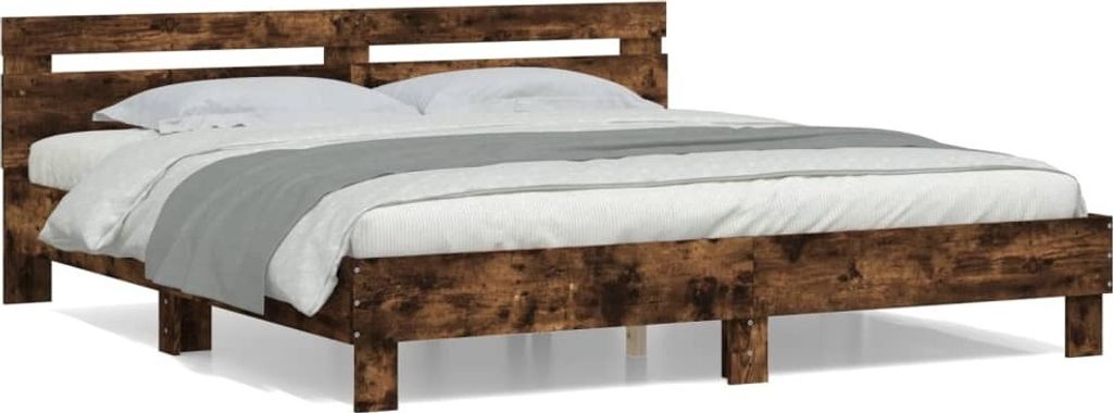 Bettgestell mit Kopfteil Räuchereiche 160x200 cm Holzwerkstoff 3207410