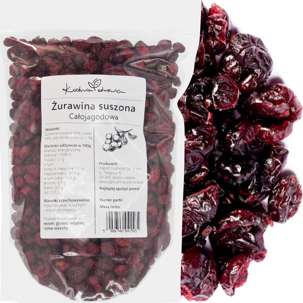 Cranberries getrocknet, ganze Beeren 1 kg - gesüßt - für Produktbild 