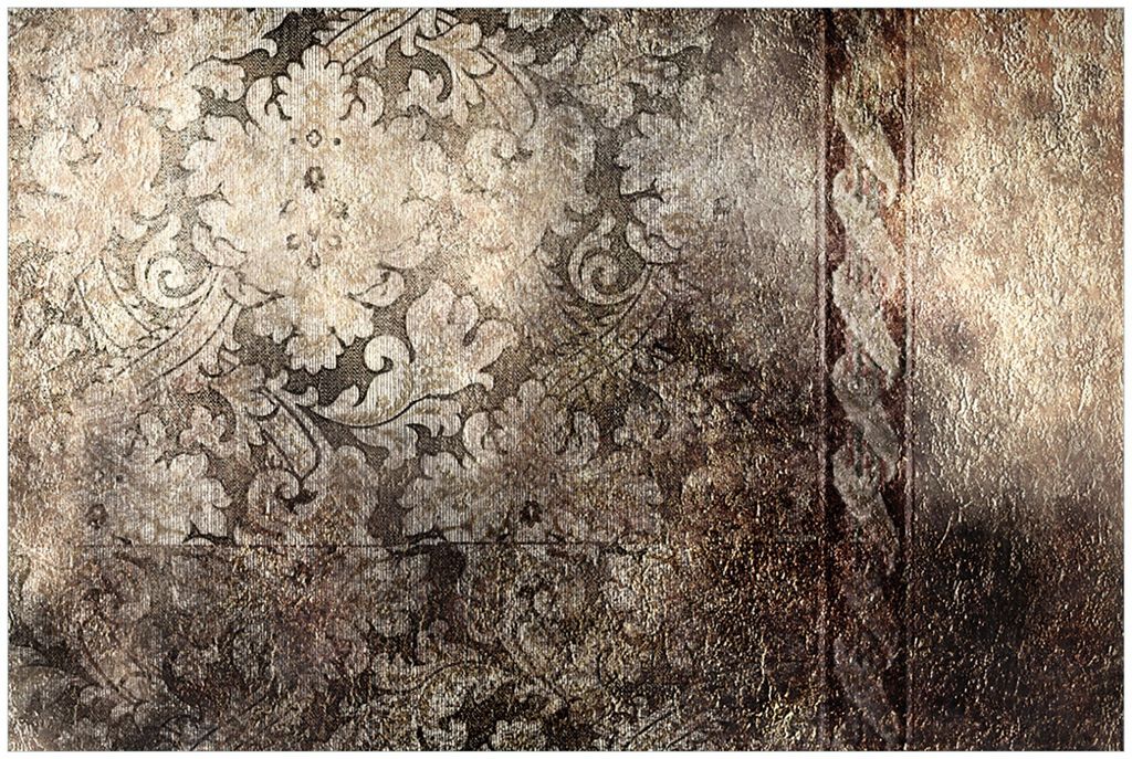 Wallario Premium Glasbild, freischwebende Optik, kräftige Farben, Größe 90 x 60 cm Motiv Schnörkelmuster in dunkelbraun
