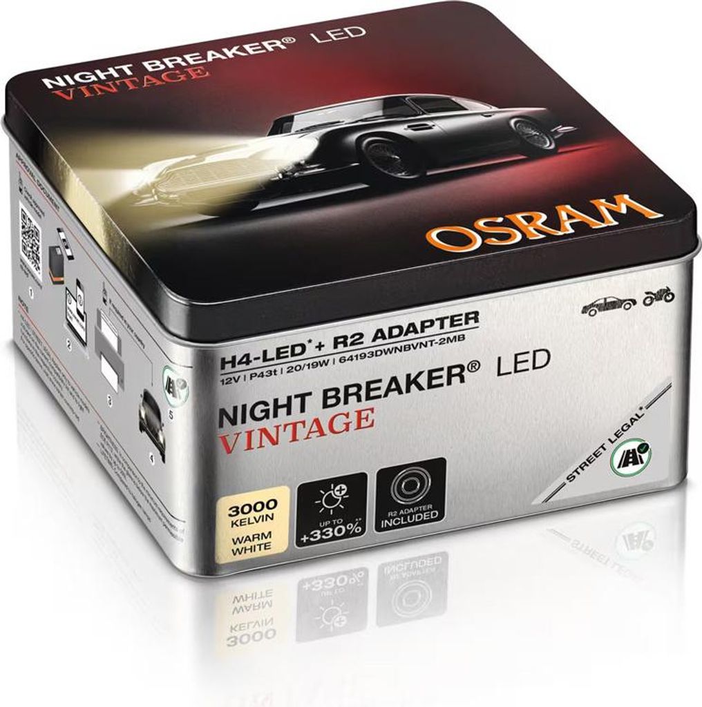 2 NIGHT BREAKER LED VINTAGE H4 R2 Retro OSRAM Produktbild 