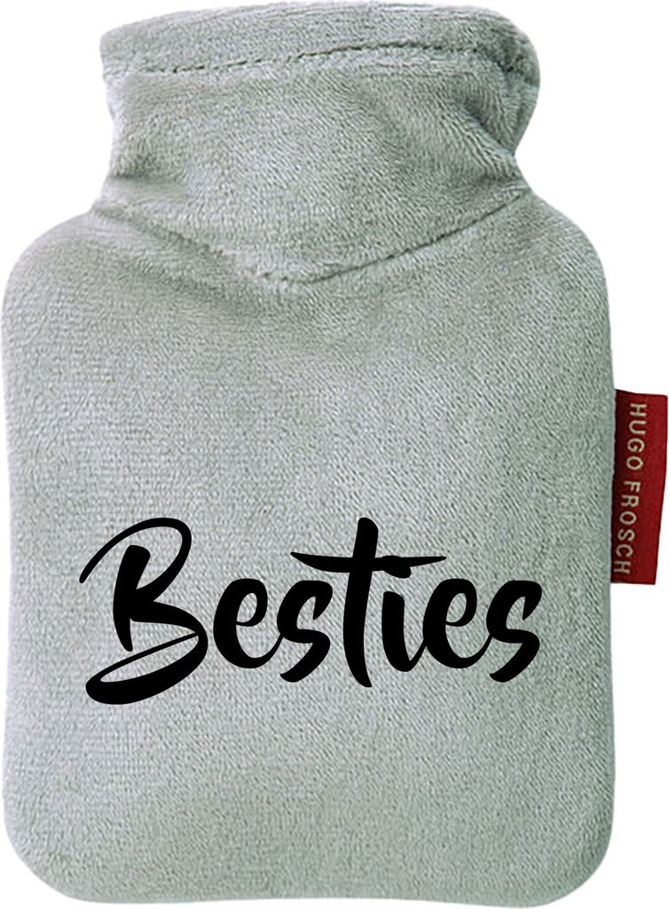 Huuraa Mini-Wärmflasche Bestie Besty 0,2 Liter Grey Mini Veloursbezug Taschenwärmer Geschenkidee