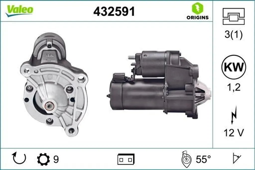 Démarreur haute résistance VALEO 432591 pour Peugeot 206 et Partner