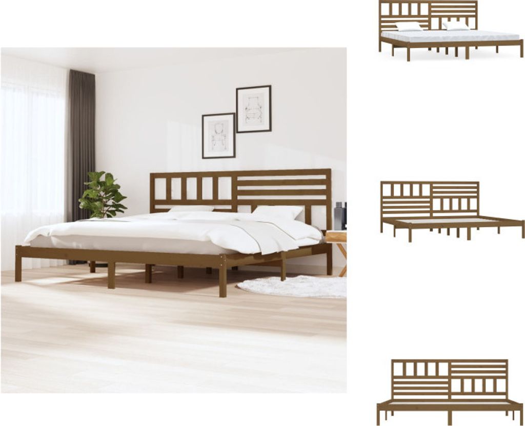 vidaXL Massivholzbett Honigbraun Kiefer 200x200 cm - Betten & Bettgestelle