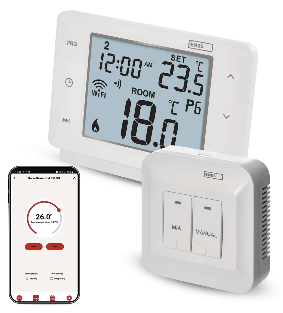 Thermostat connecté WiFi pour chauffage central sans fil EMOS P56211