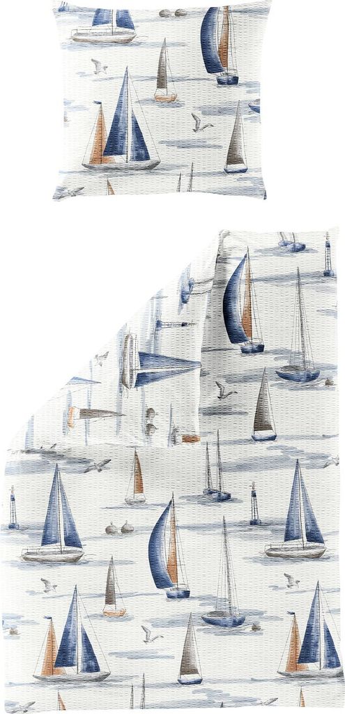 Bettwäsche Bierbaum Seersucker 4102-20 Segelboot Maritim Produktbild 