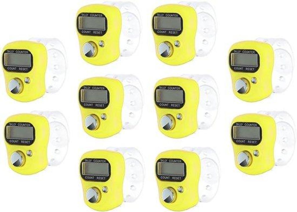 5 Digitale Mini Fingerzähler Handzähler für Golf und Sport (Gelb)