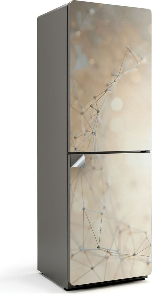 Abstraktes Liniennetz – Kühlschrank Aufkleber – Klebefolie Kühlschrank – Kühlschrank Nachbildung – Kühlschrankfolie selbstklebend – K...