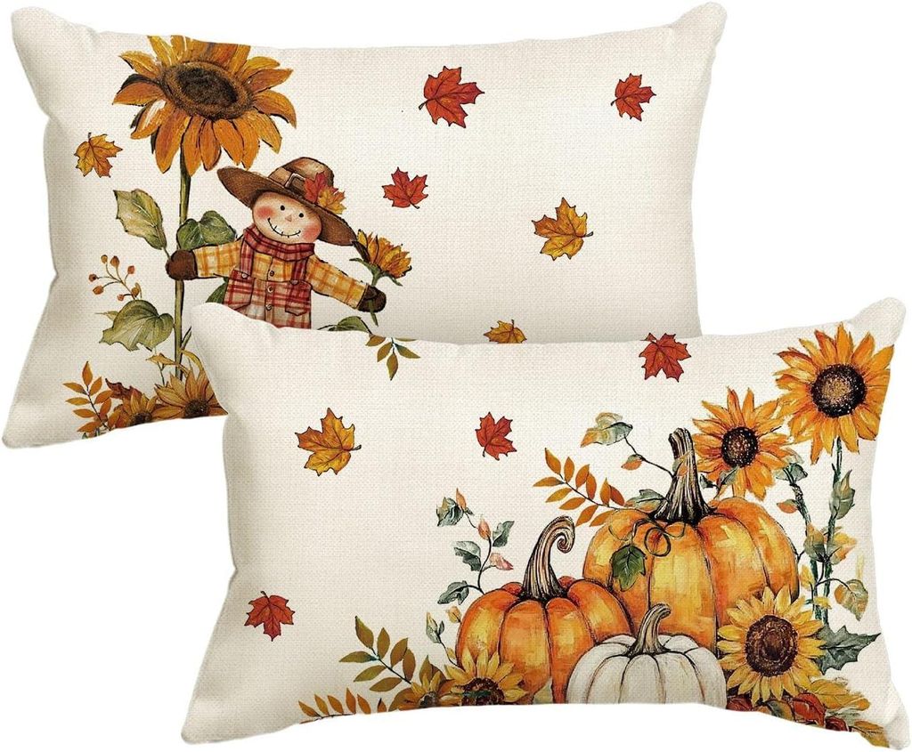 Kissenbezüge für Kissen Herbst Set 2 Stück Orange 30x50 cm