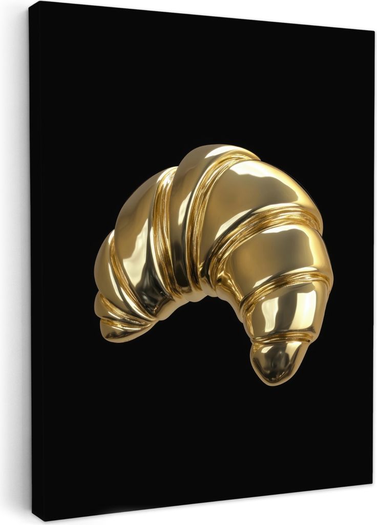 Leinwand Bilder 30x40 cm - Gold - Croissant - Schwarz, Wandbilder, Wanddeko Wohnzimmer, Bild