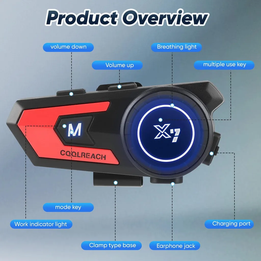 Casque Bluetooth pour moto avec réduction de bruit CVC et son stéréo - 4
