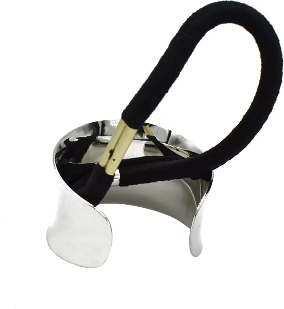 Fascetta per capelli con anello a specchio - accento argento - 2