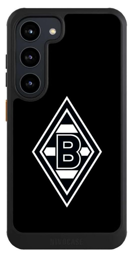 NIVOCASE Hülle für Samsung Galaxy S23 Handyhülle NIVOcore Case Schwarz Borussia Mönchengladbach Gladbach Wappen