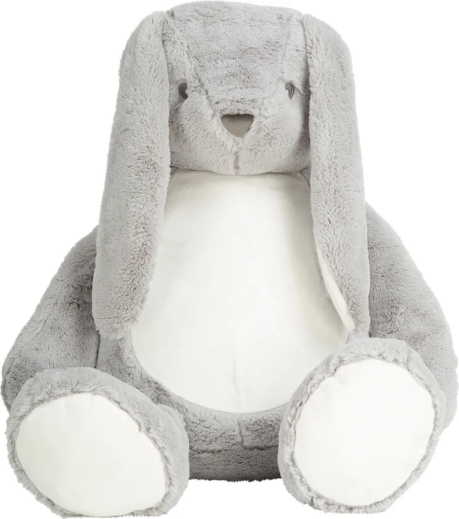 Lapin Zippie Giant Mumbles RW8075 Gris XL avec ventre zippé broderie
