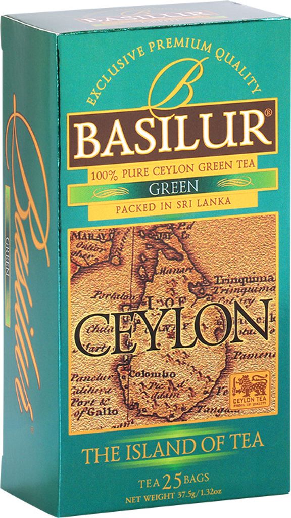 BASILUR Grüner Ceylon Tee ohne Zusätze in Beuteln 25x1,5g