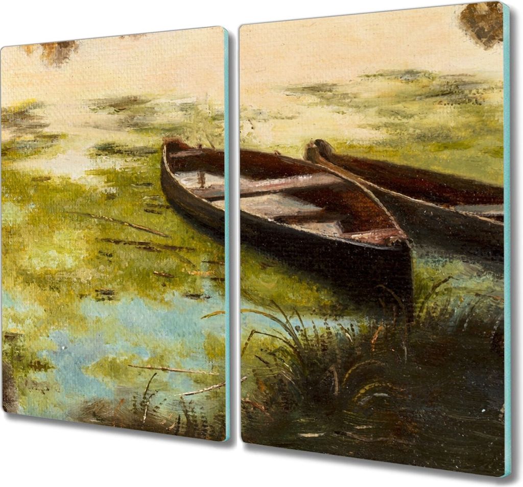 Coloray Herdabdeckplatte 2x30x52 cm Schneidebrett Kochplattenabdeckung Küchenbrett Hackbrett - Boot Wasser