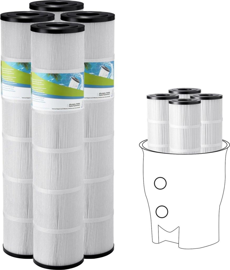 Pool Filter Cartridge, 4x 130 Sq. Ft, Spa Hot Tub Filter Cartridge Replacement, Compatible with Pentair CCP520, R173578, PCC130, Secure for Kids &...