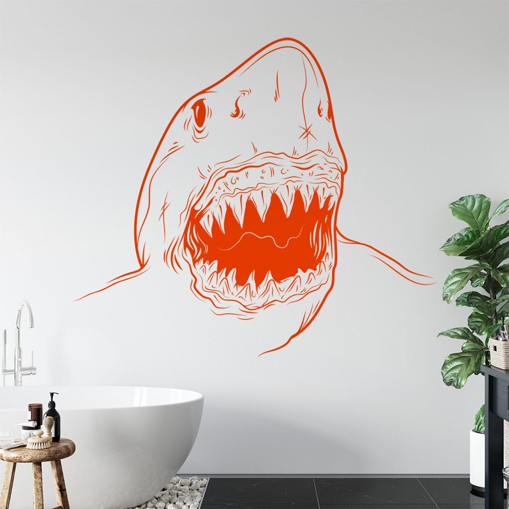 KIWISTAR Haifisch Angriff aggressiv Wandtattoo in 6 Größen - Wandaufkleber Wall Sticker - Dekoration, Küche, Wohnzimmer, Schlafzimmer, Badezimmer