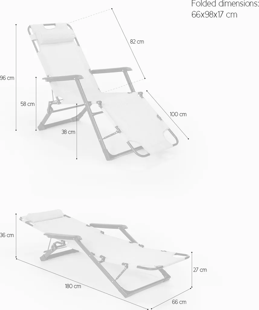 Bain de Soleil Zero Gravity Emily Lux - Chaise Multi-positions Pliante Beige - 9