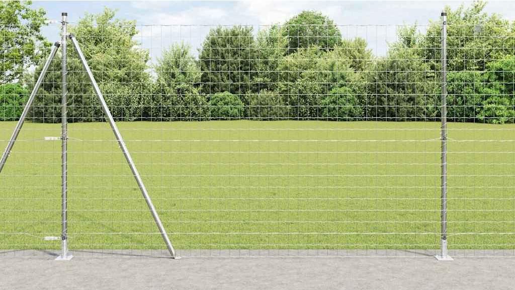 Maison Exclusive - Zaun mit Pfosten Silber 1,4 x 10 m Stahl