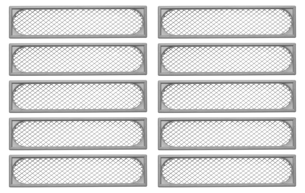 SOTECH Lüftungsgitter 172 x 41 mm – Schaft 7 mm, Kunststoff silbergrau (10 Stück)