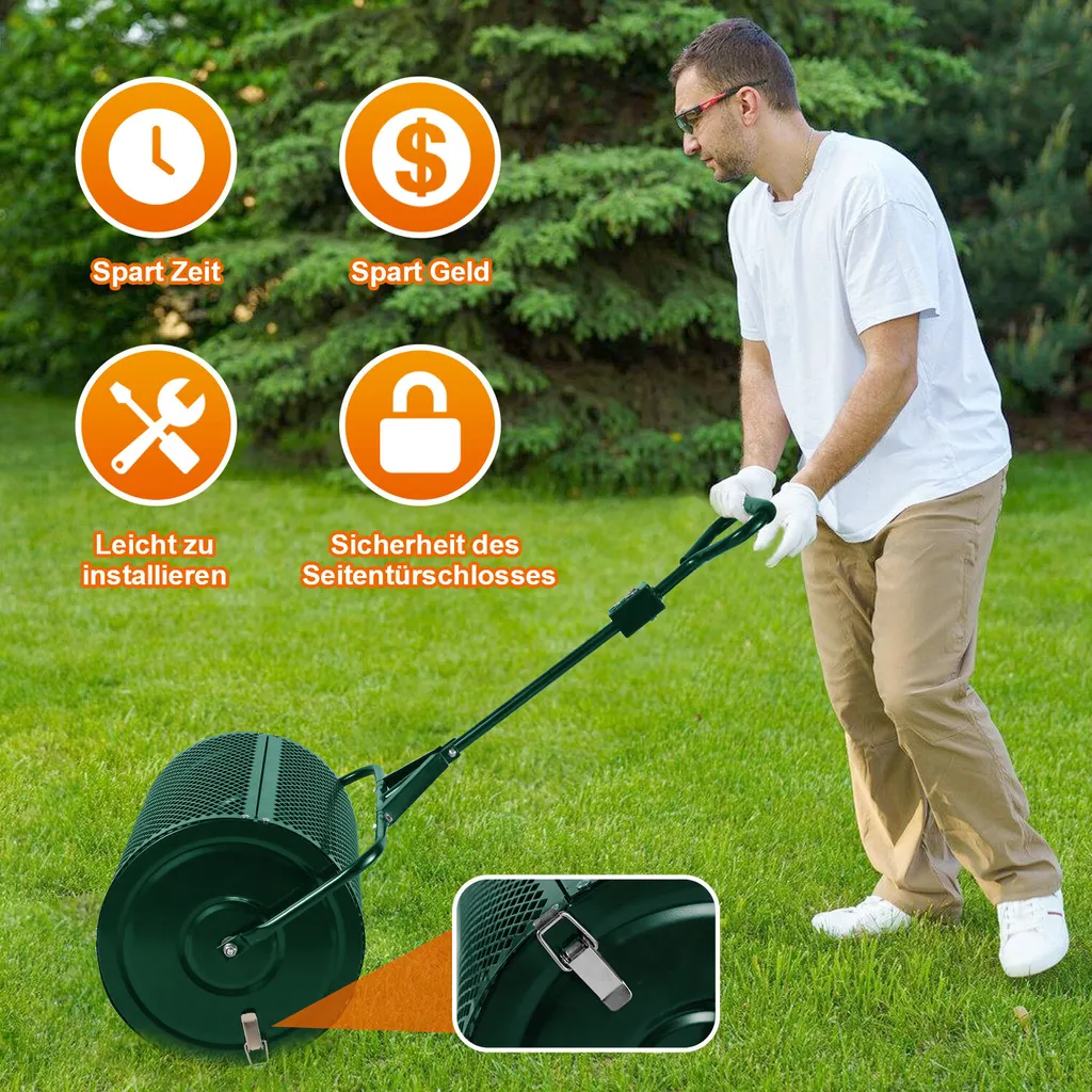 Clanmacy Spandiconcime 75L: Rullo per Compost e Sementi Professionale - 5