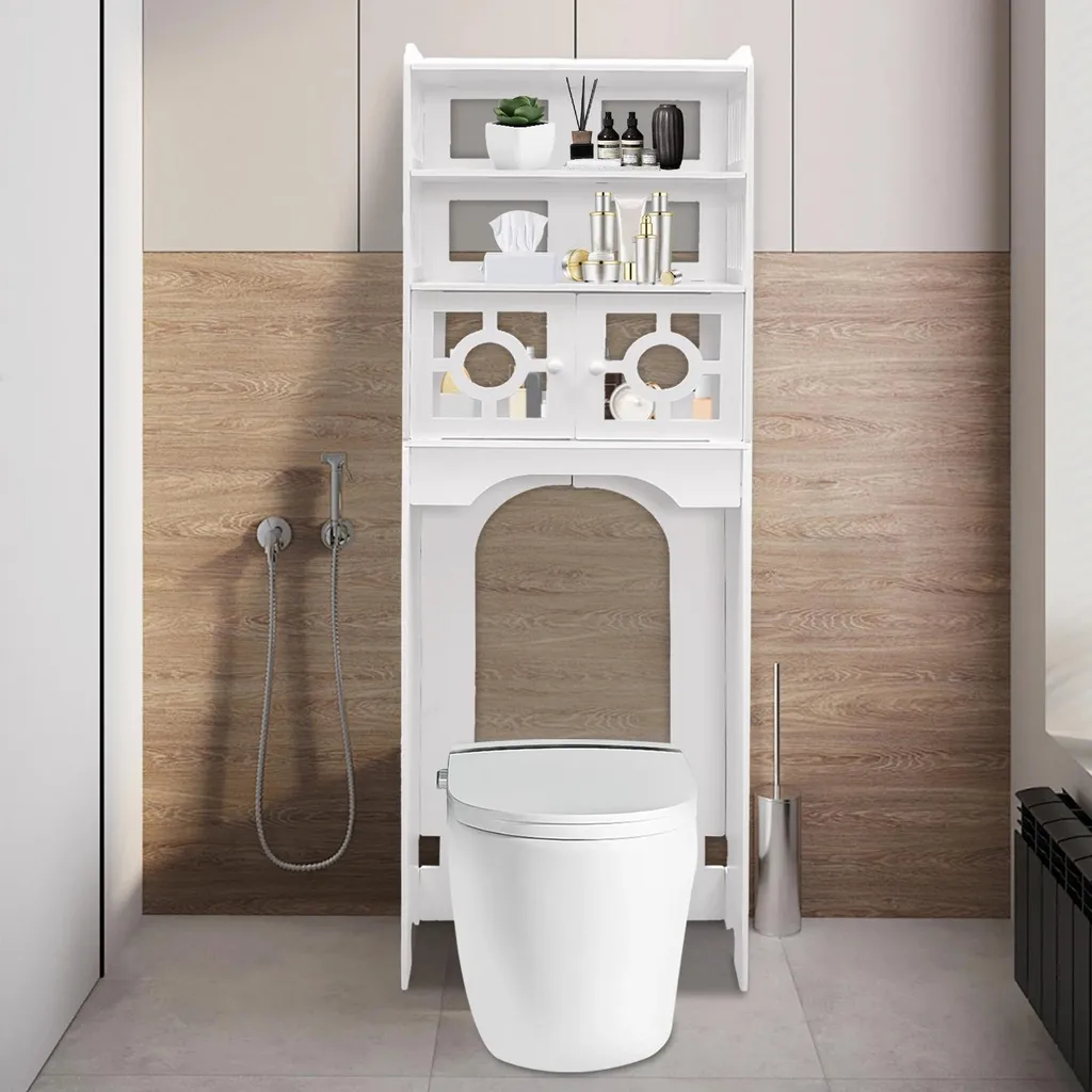 Armadio da bagno bianco salvaspazio: Scaffale 4 ripiani kit montaggio