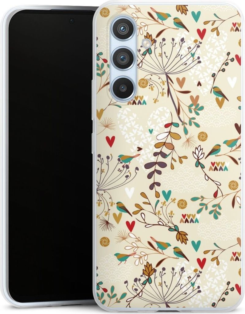 DeinDesign Slim Hülle für Samsung Galaxy A54 5G Silikon Case Ultra Dünn Handyhülle Blumen Retro Vogel