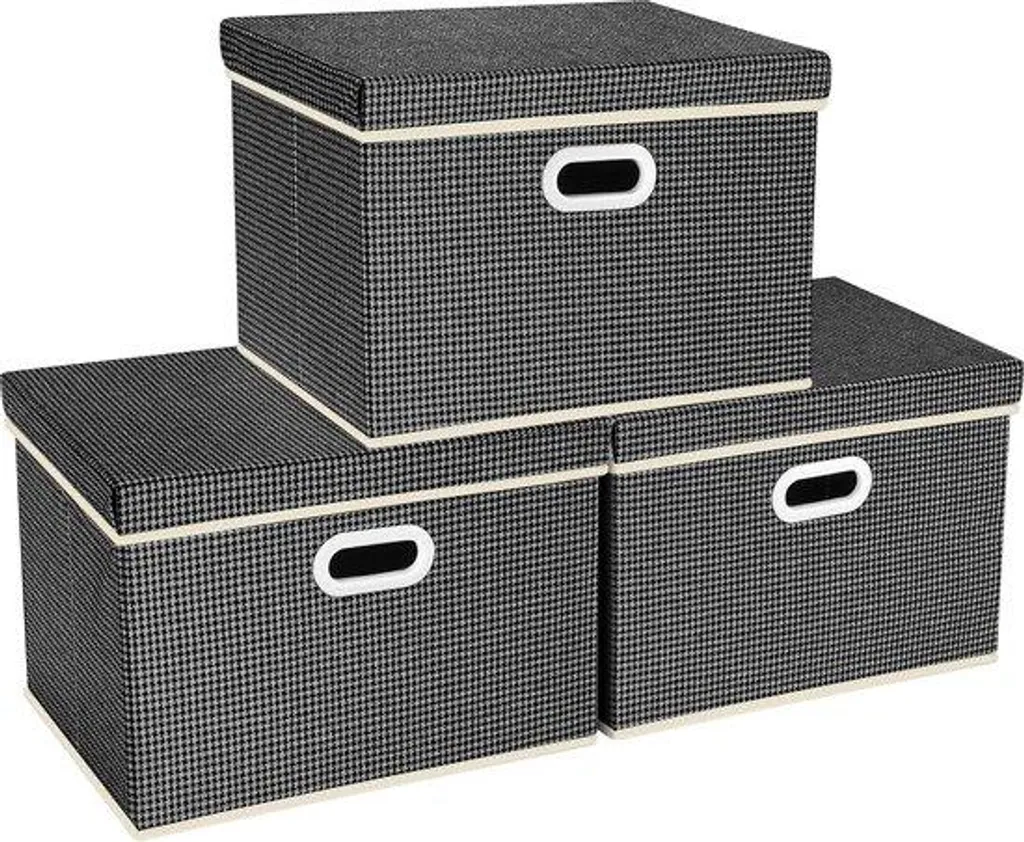 Rangement pliable gris foncé lot de 3 pour organiser vêtements et jouets