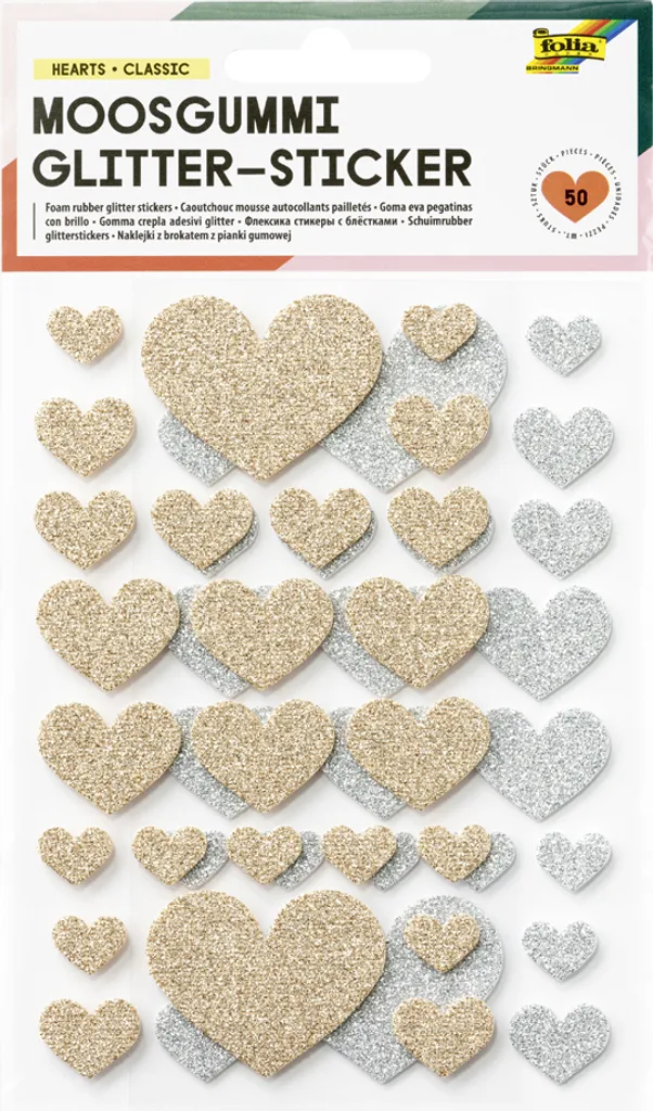 Autocollants Cœurs en Mousse Brillants pour Scrapbooking - Lot de 50