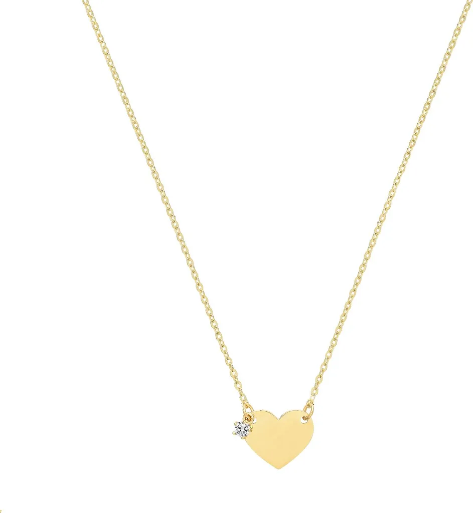 Cadeau Idéal Femme : Collier Coeur en Or Véritable et Zirconium 44cm