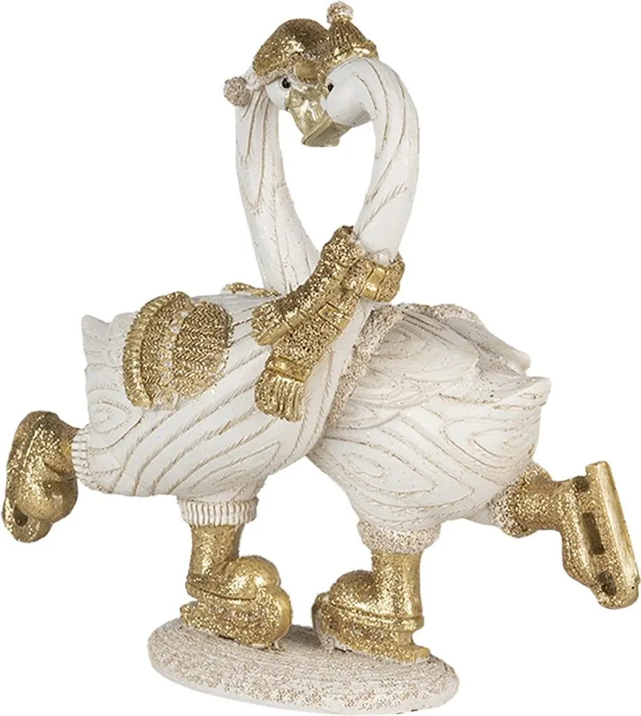 Statue de Cygne Décorative Blanche et Dorée Clayre & Eef 18x8x17 cm - 4