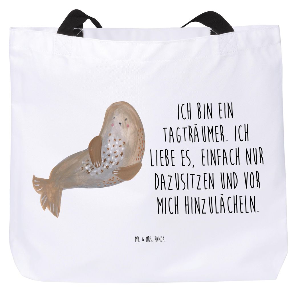 Mr. & Mrs. Panda Tote Bag Robbe Lachen - Weiß - Geschenk, Reisetasche, Strand, Strandtasche, Nordsee, Robben, Tasche, Seehund, Ostsee, Laptoptasch...
