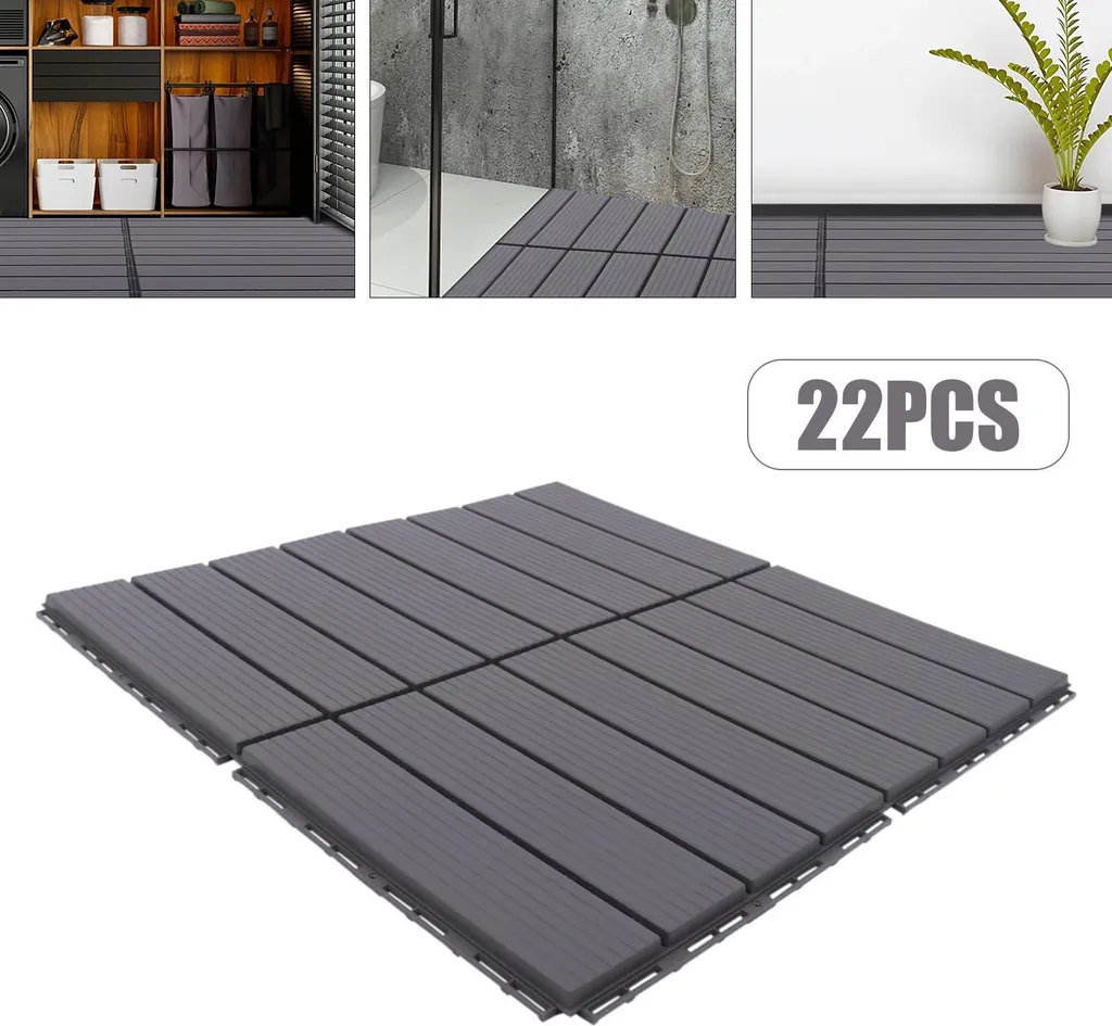 Rénovation terrasse DIY facile : lames clipsables Gris Westminster 30cm