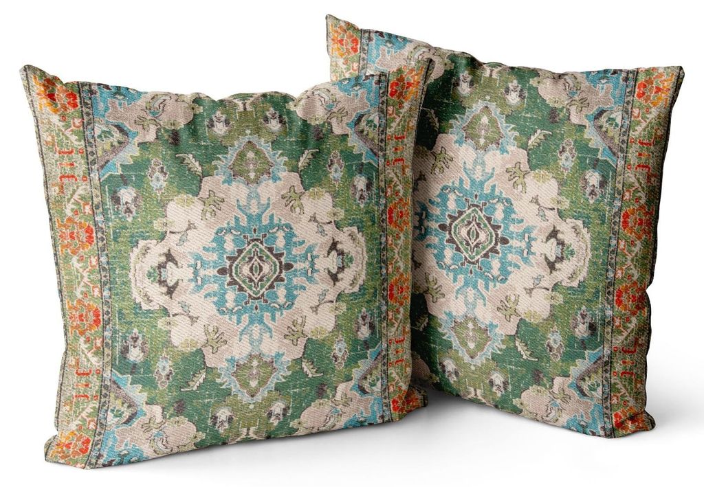 Set mit 2 Boho-Kissenbezügen (55 x 55 cm), samtweich, im Boho-Retro-Stil, dekorativ, für Sofa, Schlafzimmer, Wohnzimmer, als Wohnaccessoire, grün