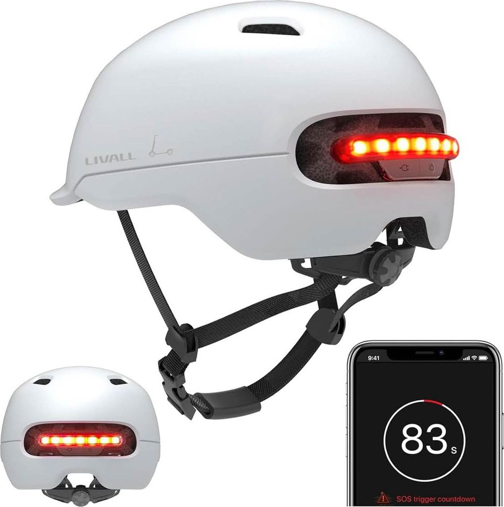 Livall C20 blanc Casque de ville avec feu de stop et alarme Image du produit 