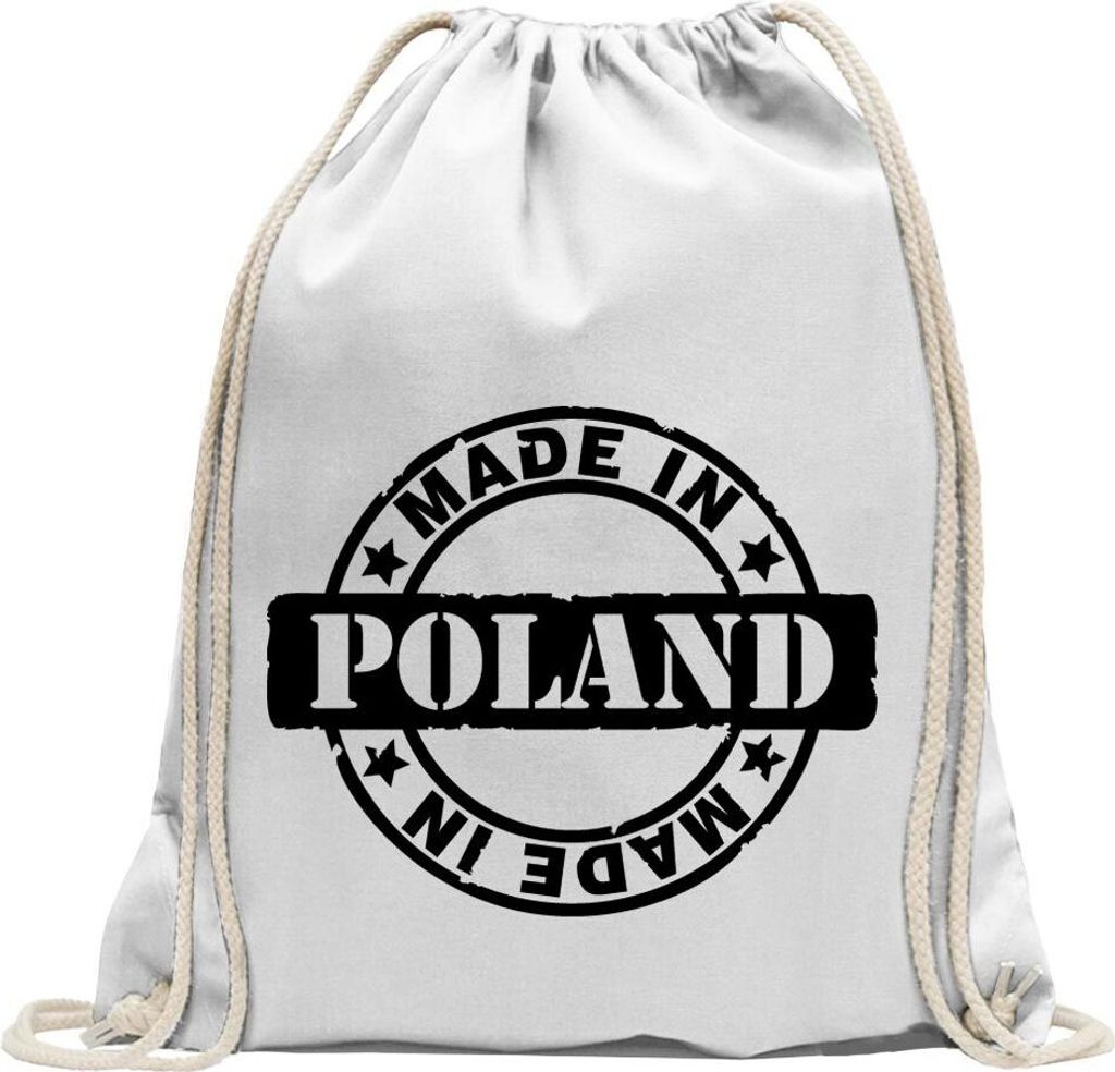 Kiwistar - Turnbeutel - weiss - Poland - Fun Rucksack Sport Beutel Gymsack Baumwolle mit Ziehgurt